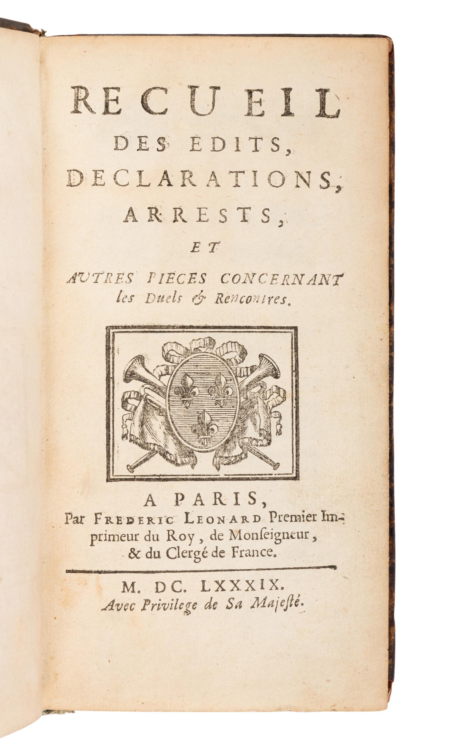 [FENCING]. A group of 6 French 17th- and 18th-century works about Fencing, comprising: