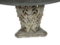 An Italian Baroque Style Grey-Painted and Parcel-Gilt Limestone-Top Center Table