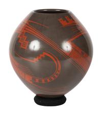 Ovoid Brown and Red Pottery Vase