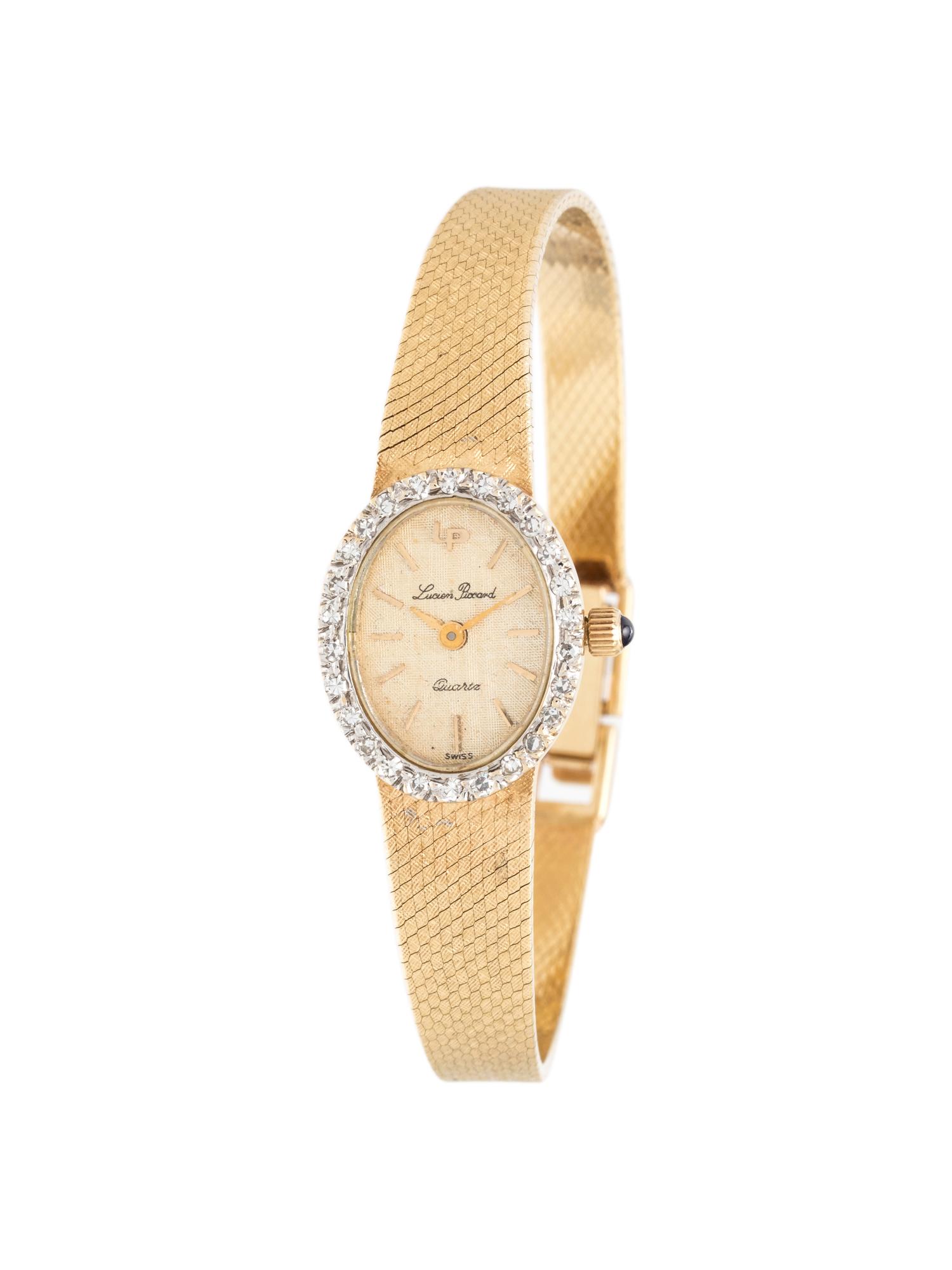 LUCIEN PICCARD, 14K YELLOW GOLD AND DIAMOND WRISTWATCH