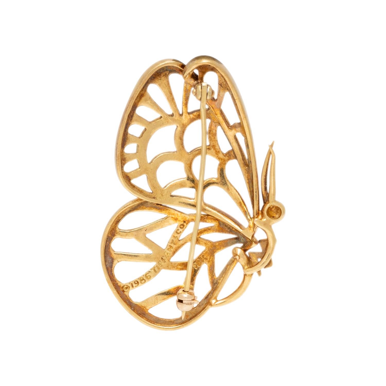 TIFFANY AND CO., YELLOW GOLD BUTTERFLY BROOCH