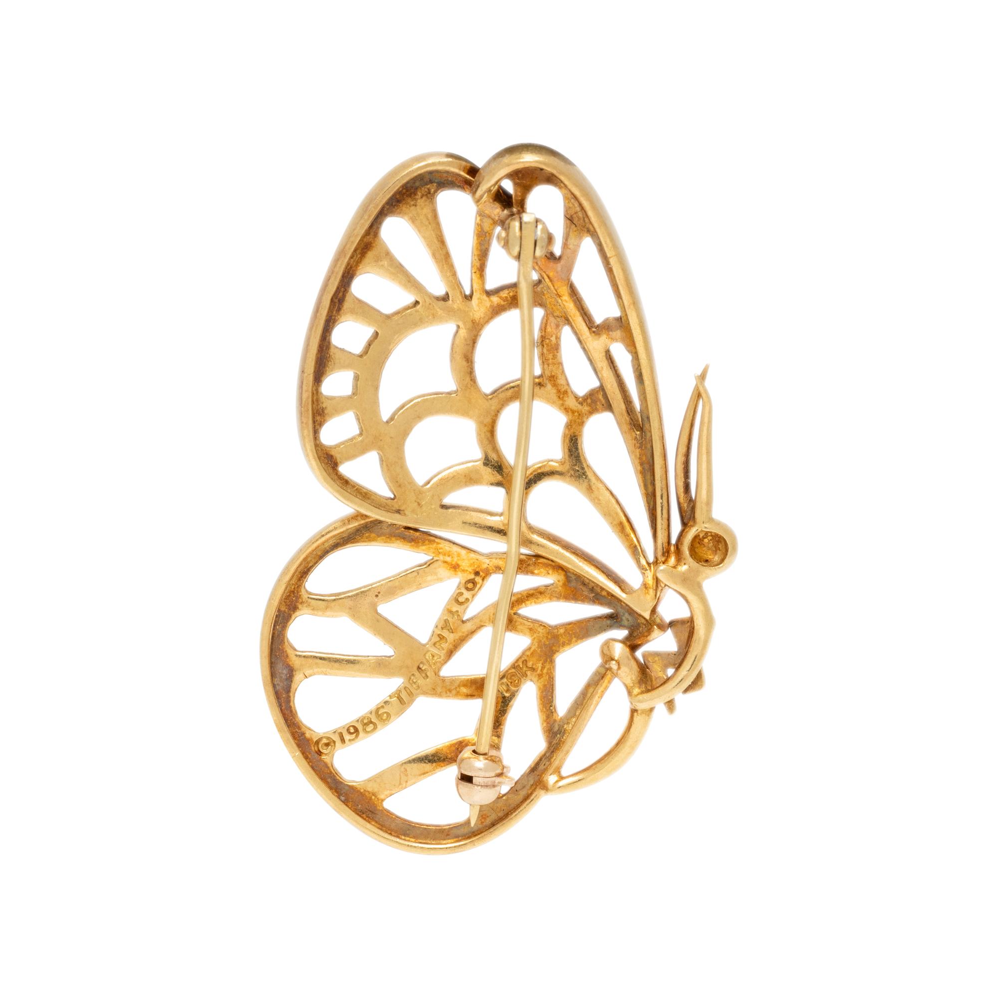 TIFFANY AND CO., YELLOW GOLD BUTTERFLY BROOCH
