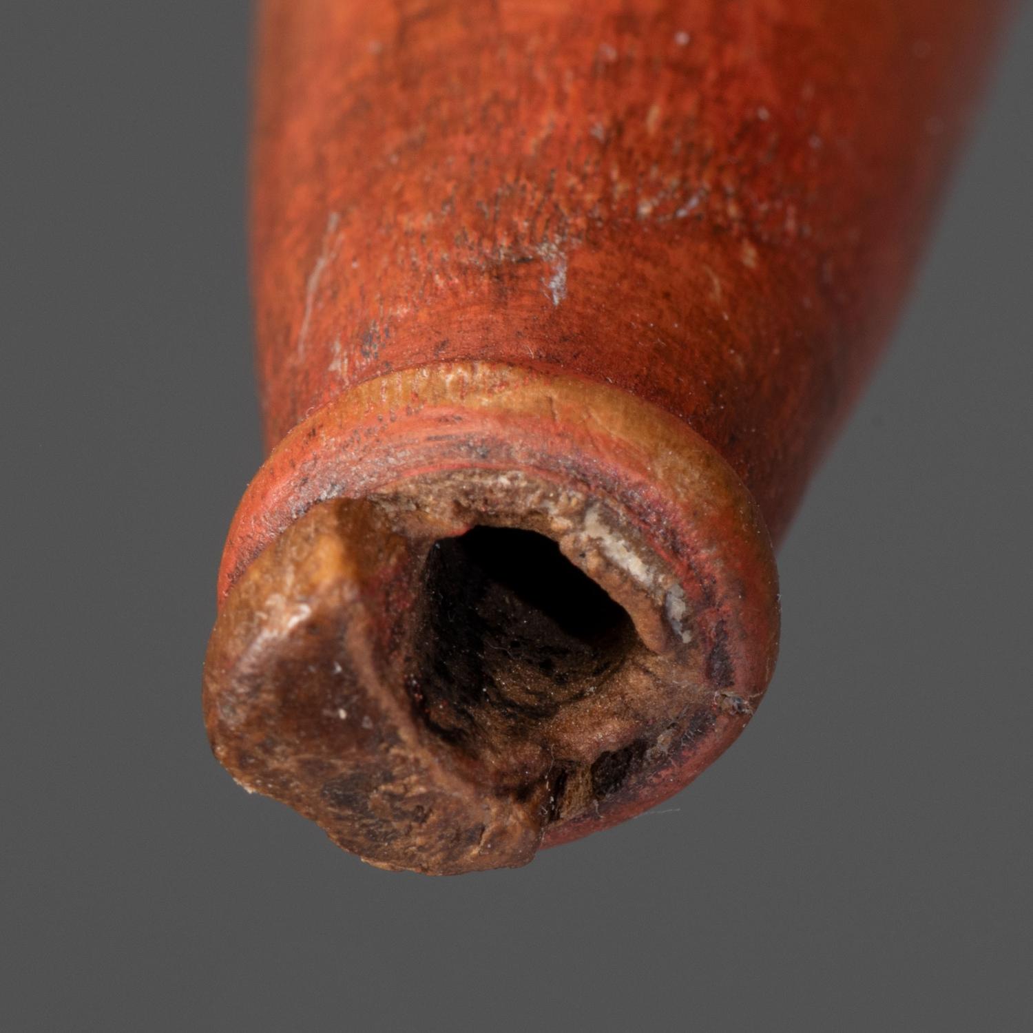 Monumental Ojibwe Calumet Pipe, with Fine Lead Inlay Burl Bowl