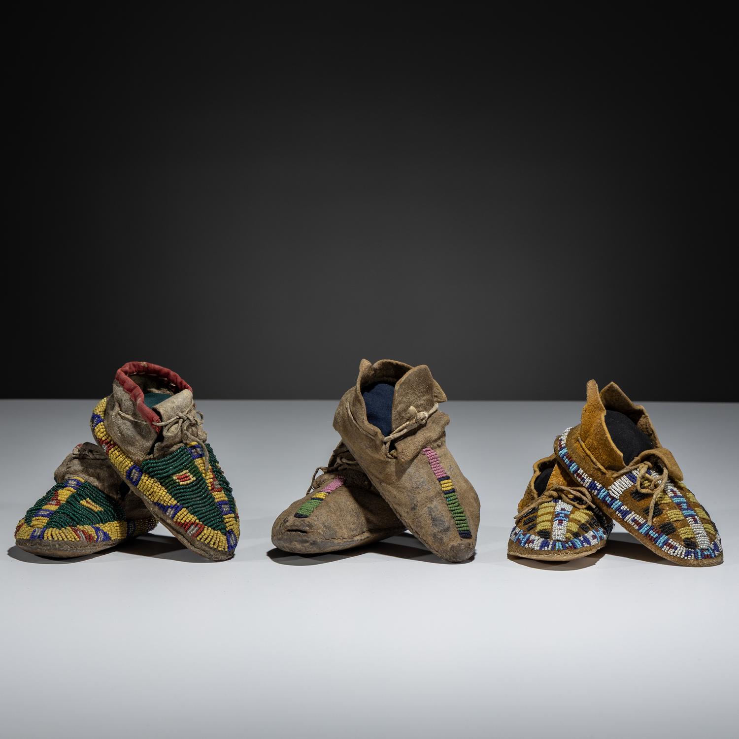Plains Child's Beaded Hide Moccasins