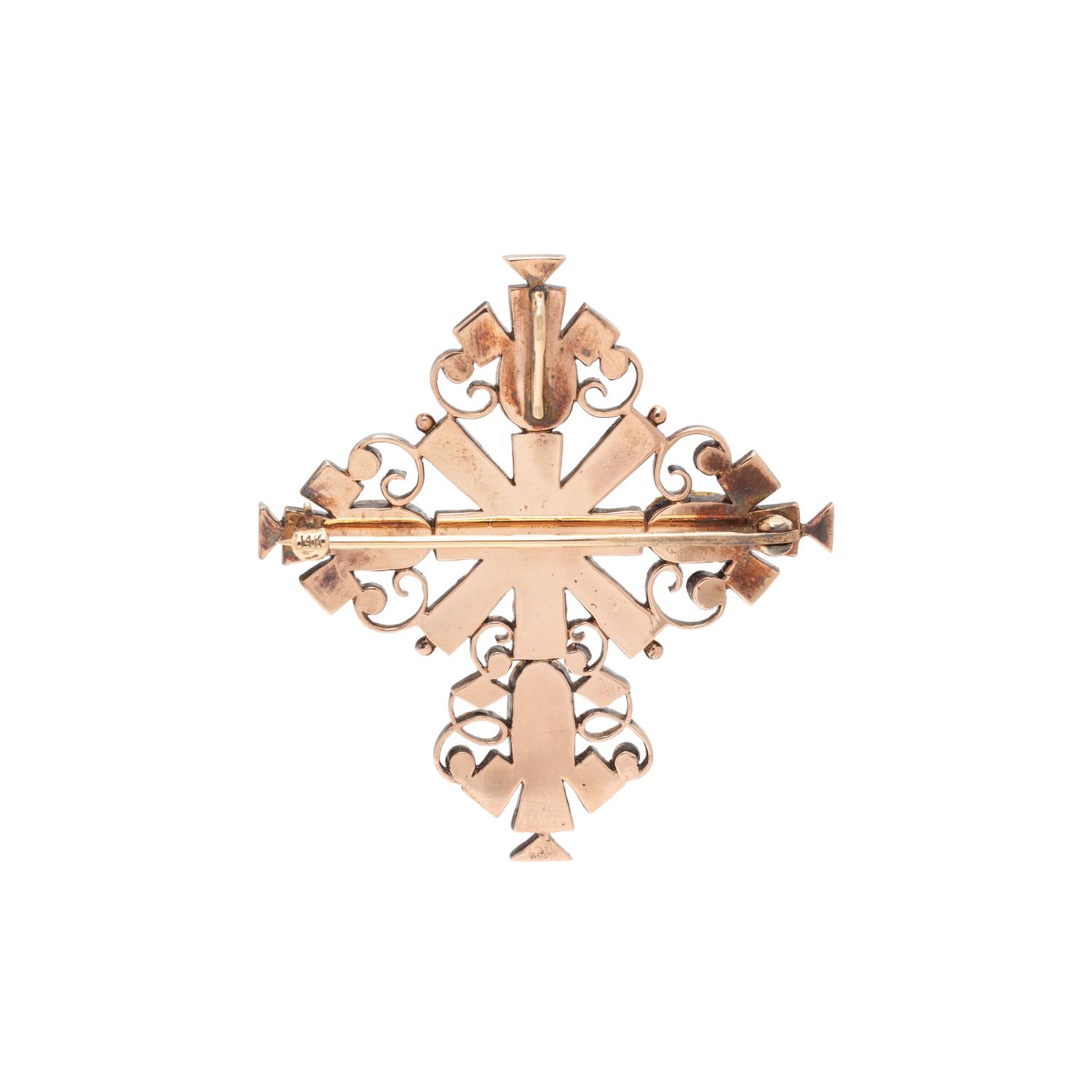 SILVER-TOPPED GOLD, FOIL-BACKED RUBY AND DIAMOND PENDANT/BROOCH,