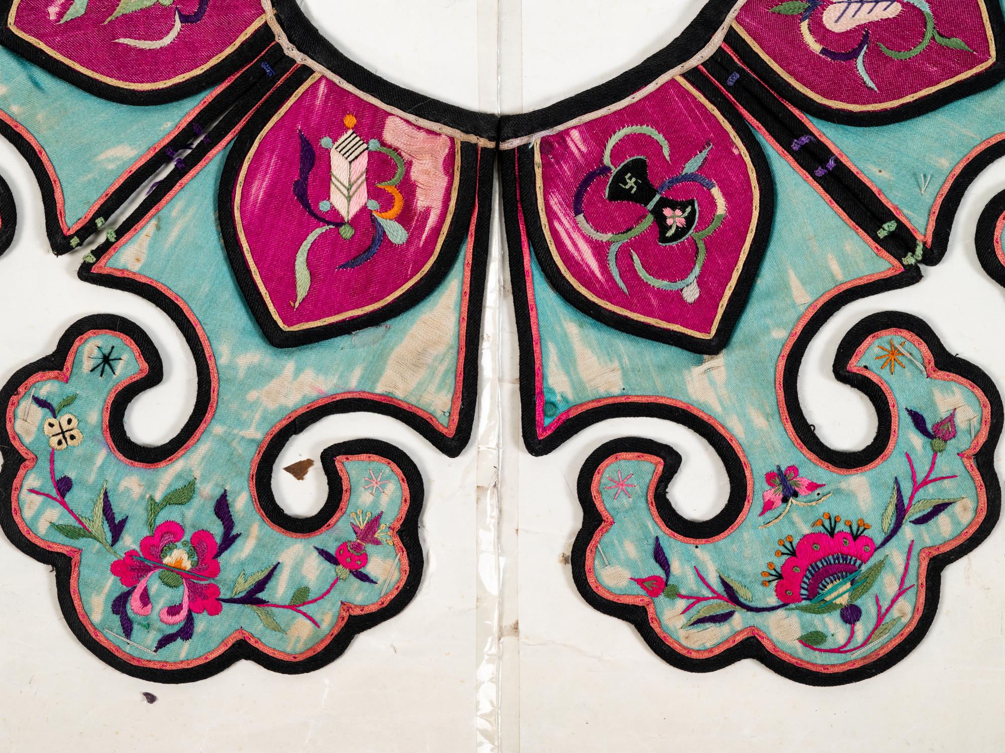 Four Chinese Embroidered Silk Ladies' Festival Collars