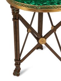 A French Neoclassical Style Patinated Malachite-Top Table