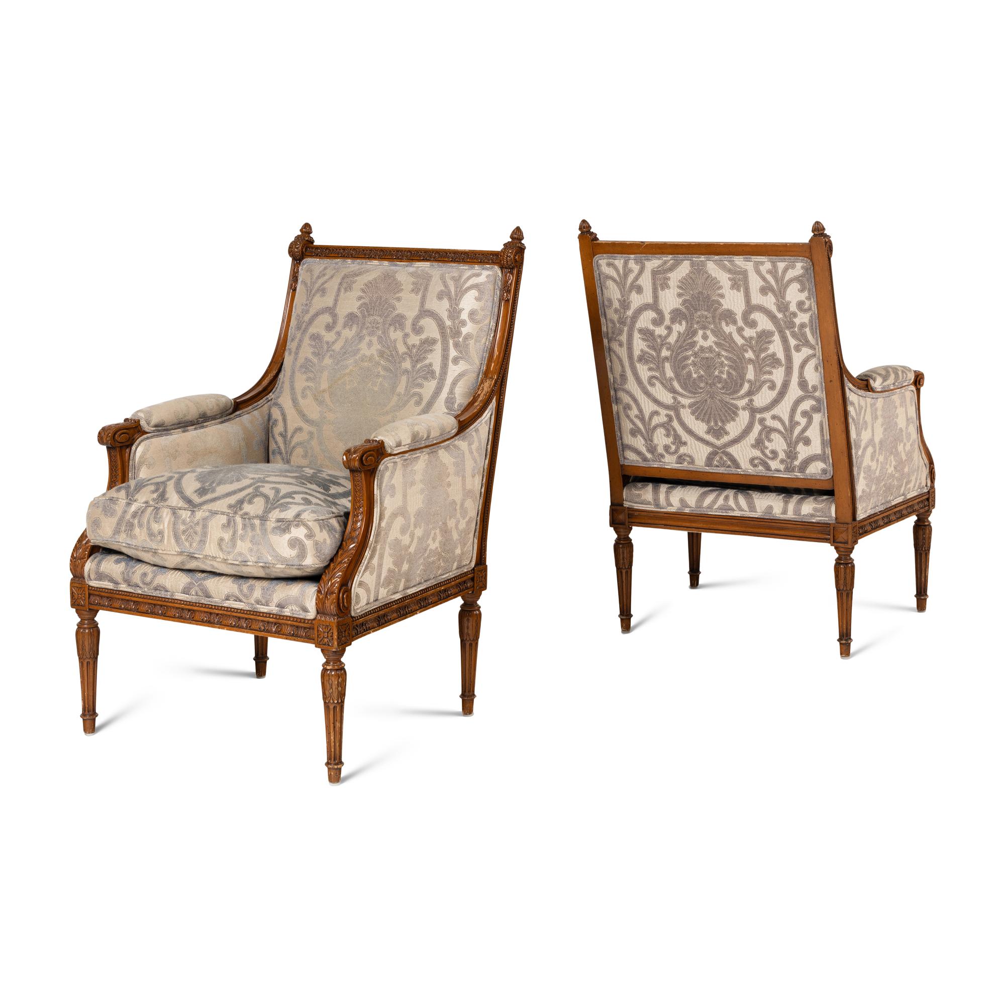 A Four Piece Suite of Louis XVI Style Carved Beechwood Seat Furniture