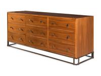 A Custom Bronze and Walnut Chest of Drawers