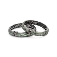 PAIR OF GREEN GEMSTONE BANGLE BRACELETS