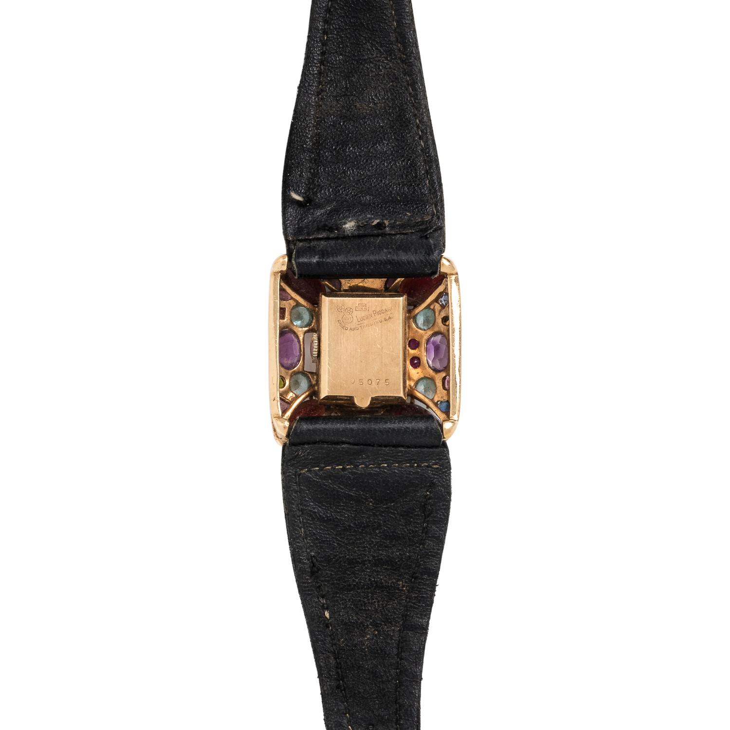LUCIEN PICCARD, 14K YELLOW GOLD AND MULTIGEM WRISTWATCH