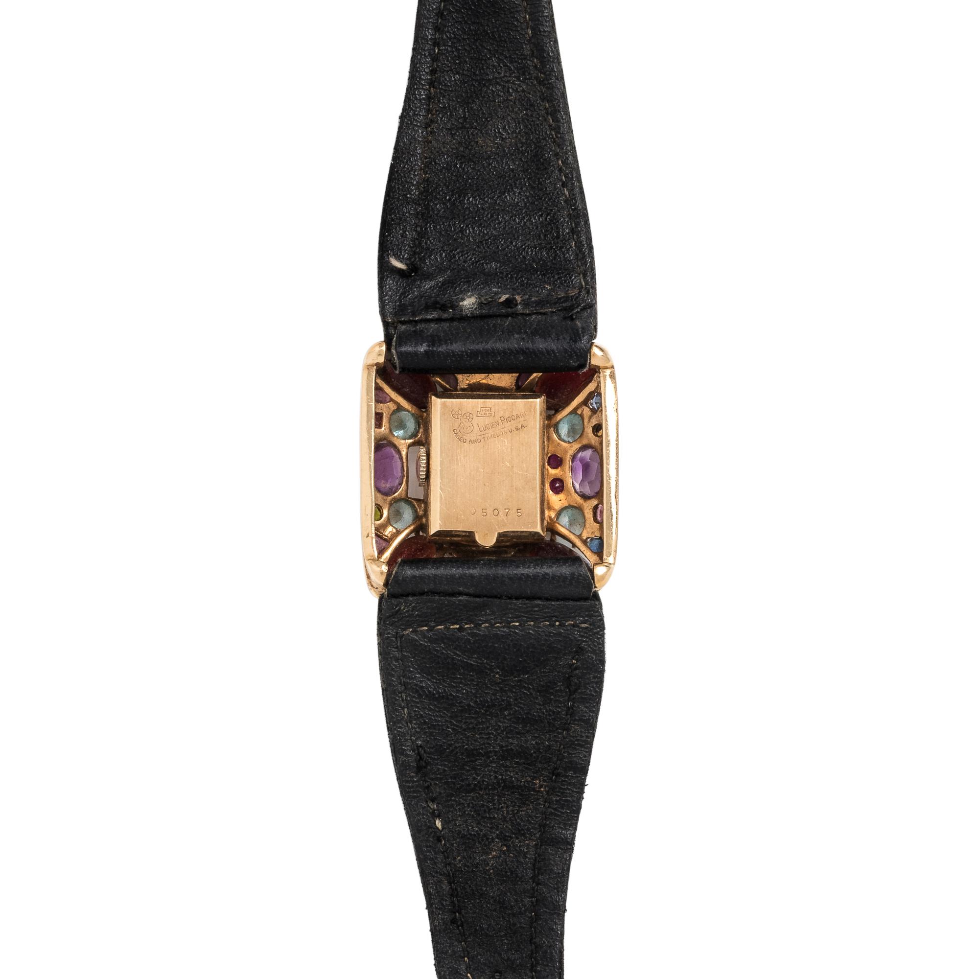 LUCIEN PICCARD, 14K YELLOW GOLD AND MULTIGEM WRISTWATCH