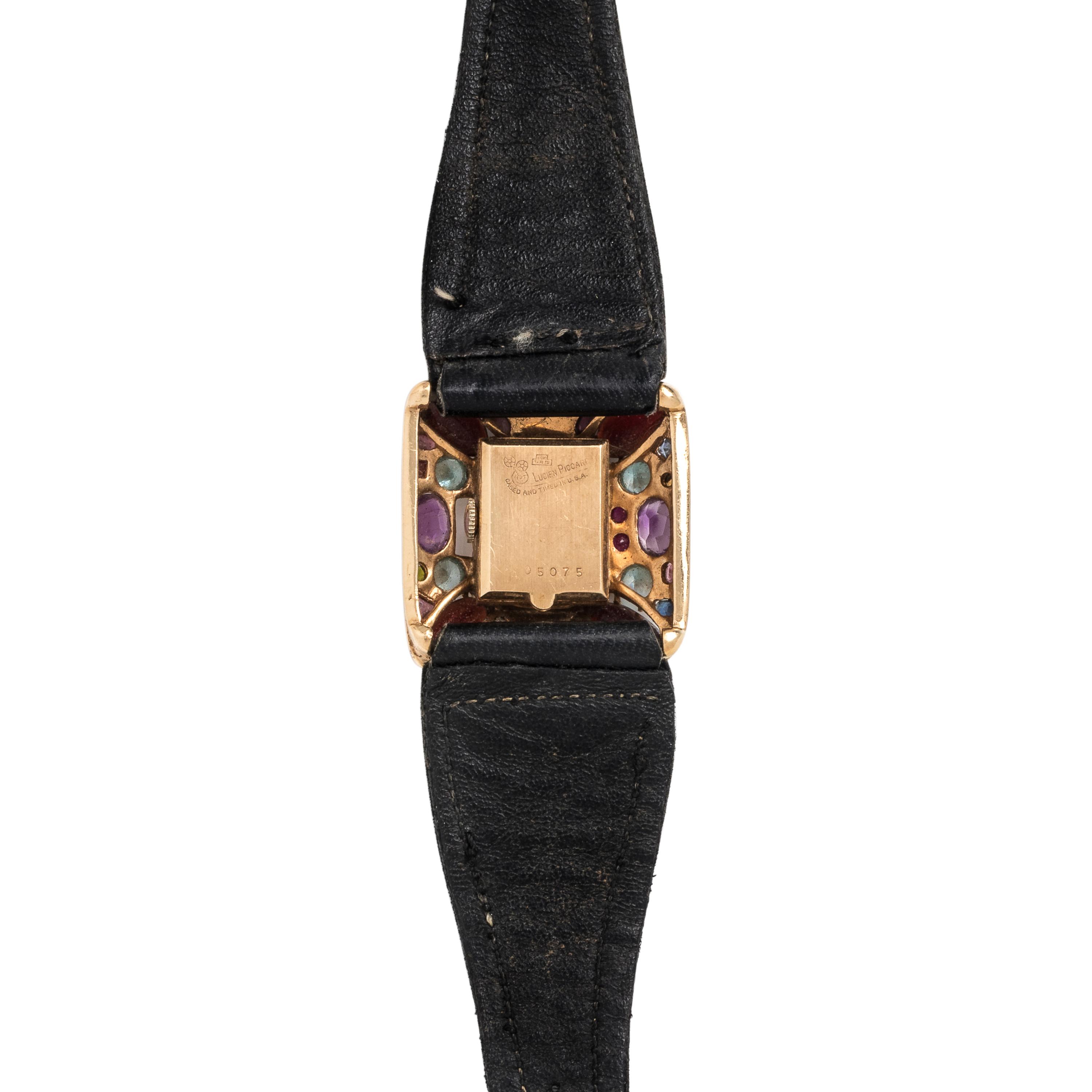 LUCIEN PICCARD, 14K YELLOW GOLD AND MULTIGEM WRISTWATCH