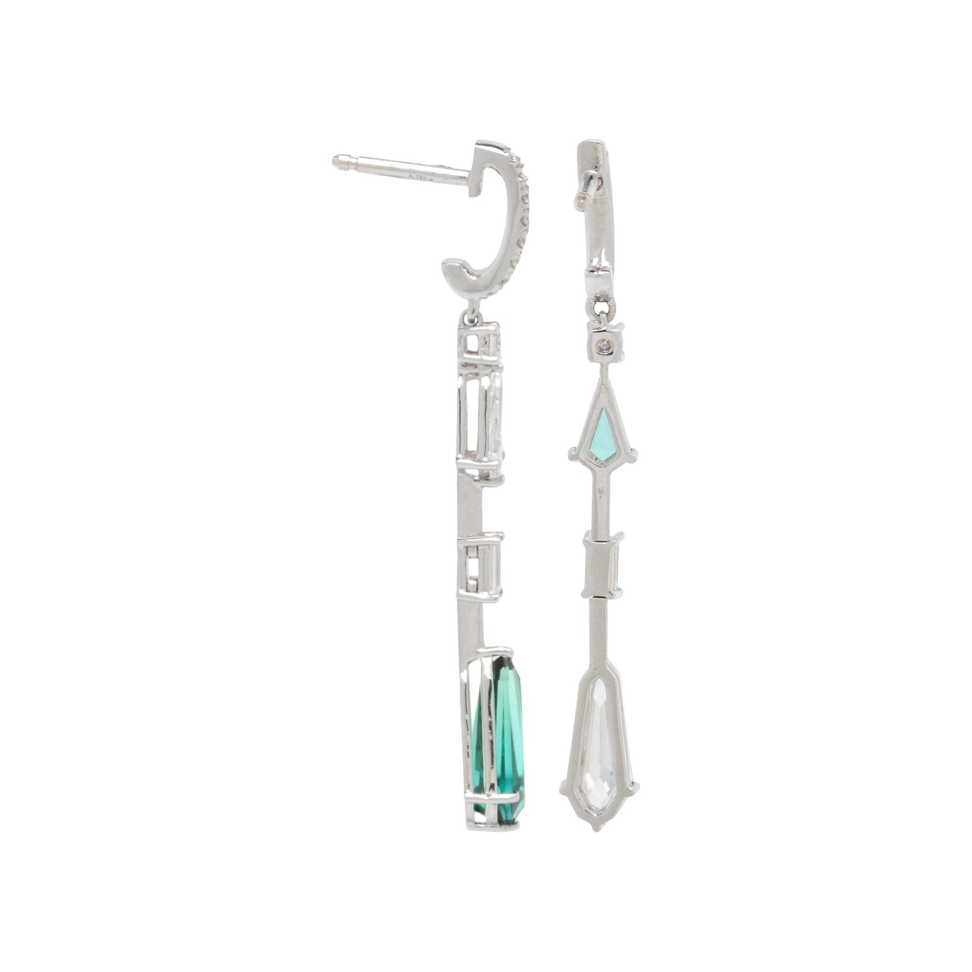 DIAMOND AND GREEN TOURMALINE EARRINGS