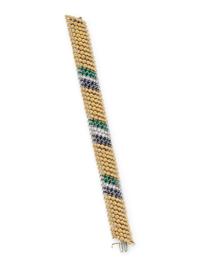 DIAMOND, EMERALD AND SAPPHIRE BRACELET
