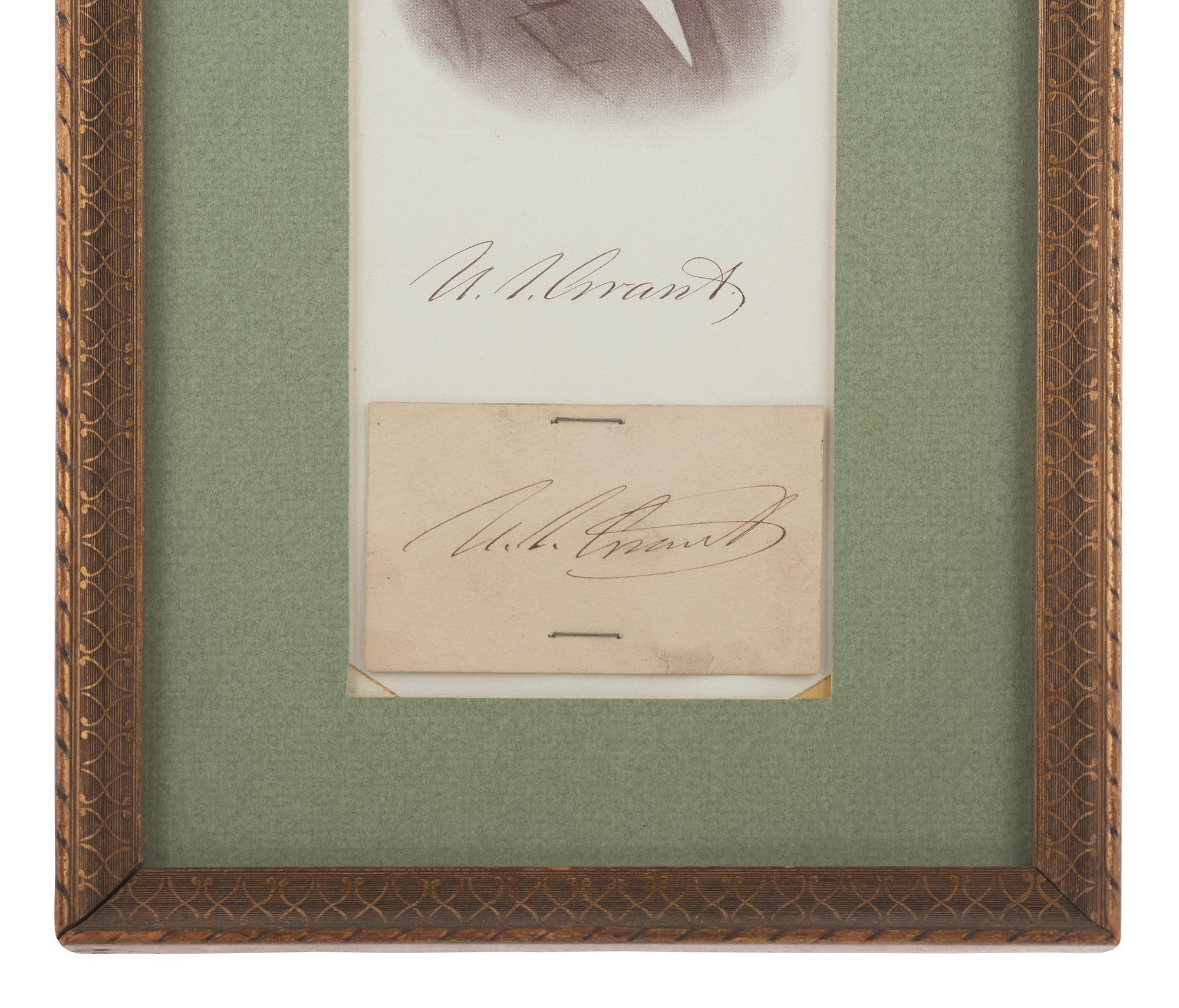 GRANT, ULYSSES S. (1822-1885). Clipped signature mounted on a half-tone print of Grant.