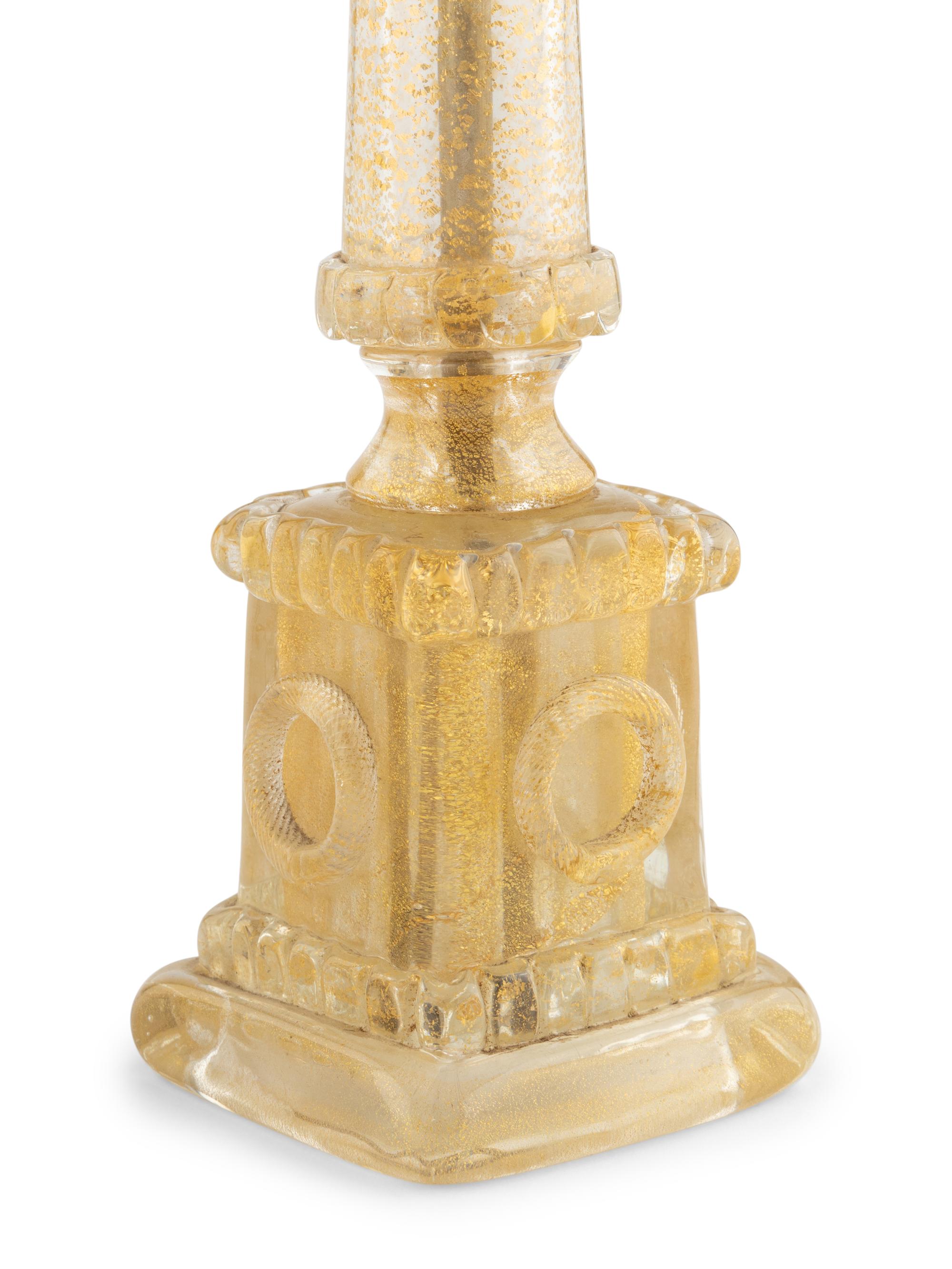 A Pair of Venetian Glass Table Lamps