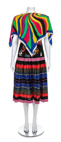 Emanuel Ungaro Multicolored Three Piece Ensemble, 1980s Top and skirt size: 10