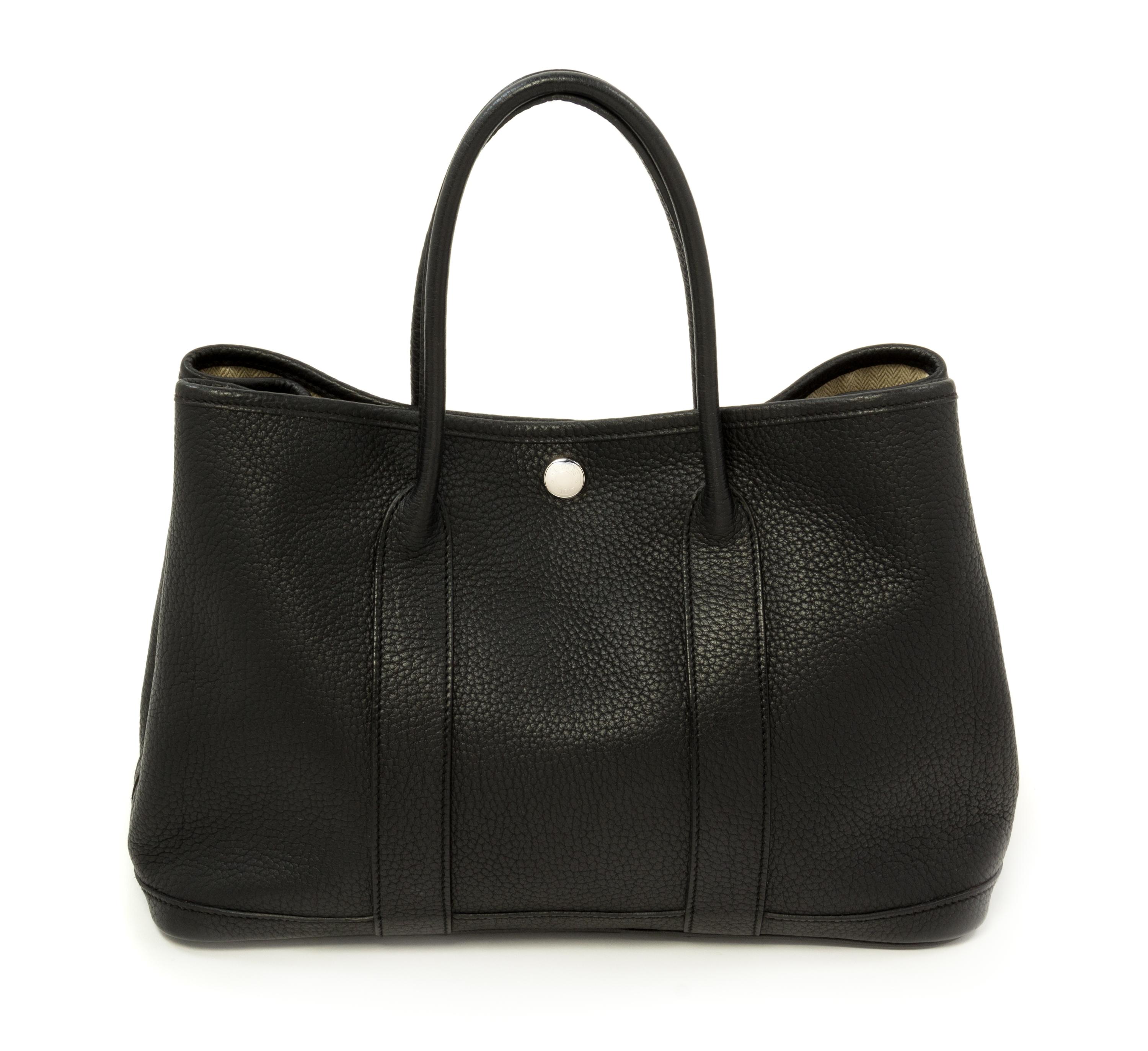 Hermès Black Clemence TPM Garden Party Bag, 2009 12" x 8.5" x 5"