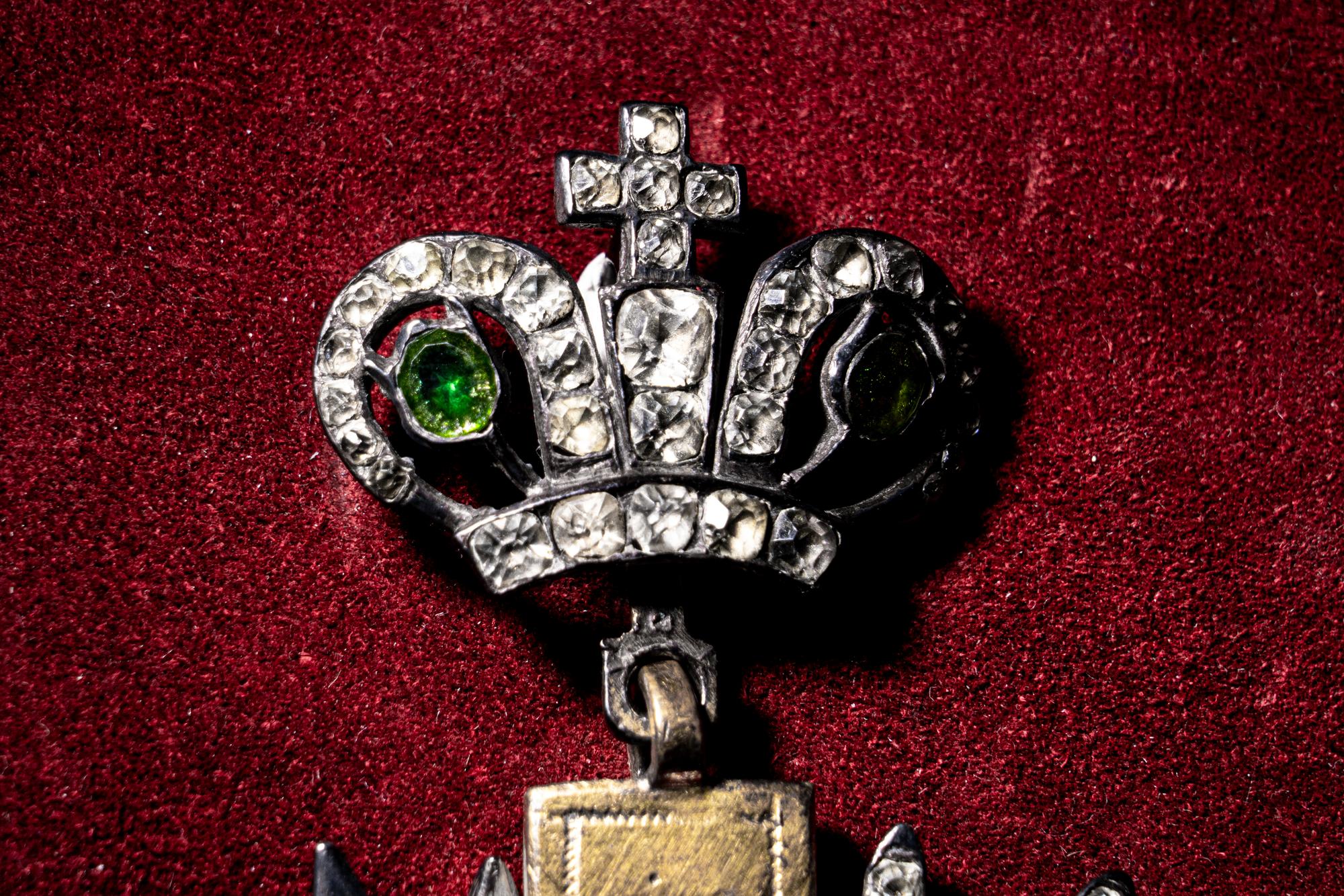 A Russian Silver-Gilt Metal and Paste Gem-Set Pectoral Cross Pendant Owned by Rudolf Nureyev