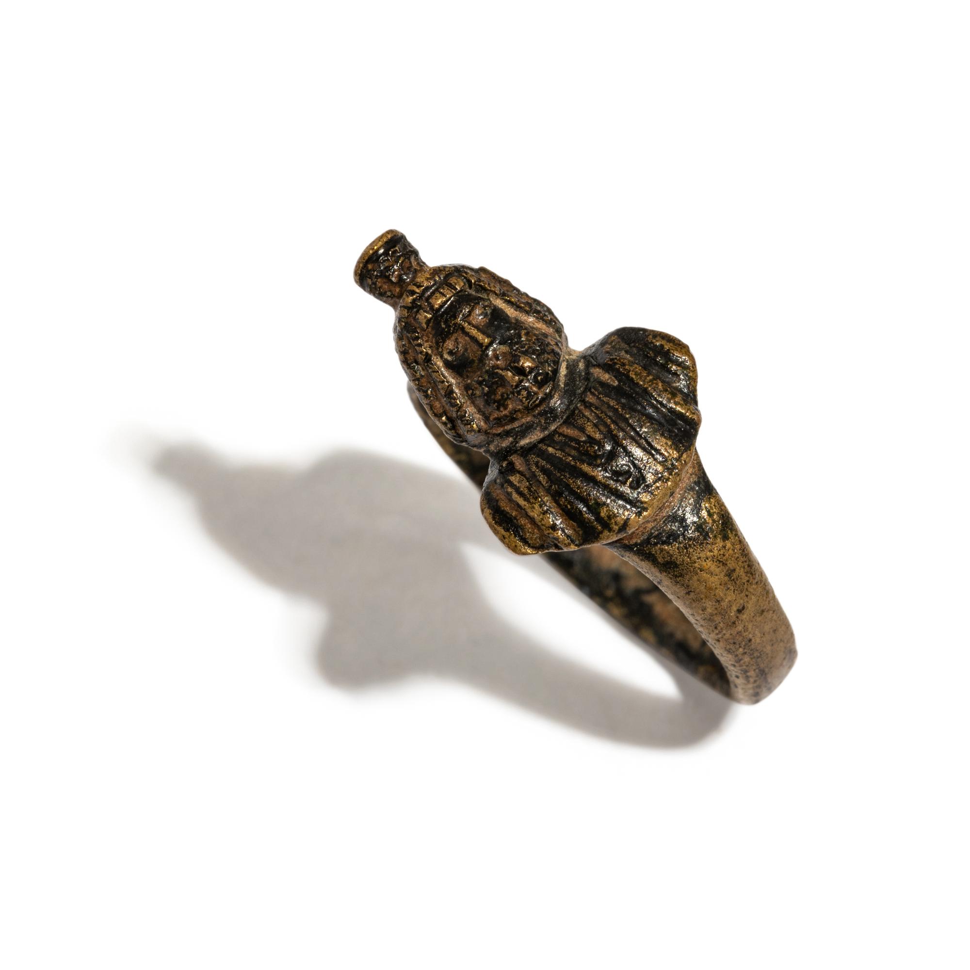 A Roman Bronze Finger Ring with the Bust of Serapis