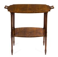 A French Art Nouveau Marquetry Two-Tier Table Height 30 1/4 x width 32 x depth 17 inches. — EMILE GALLE, CIRCA 1900