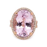 KUNZITE AND DIAMOND RING