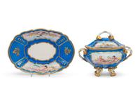 A Sèvres Style Porcelain Sauce Tureen and Tray