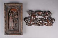 A Group of Two Continental Wood Carvings, Height of first 12 1/2 inches.