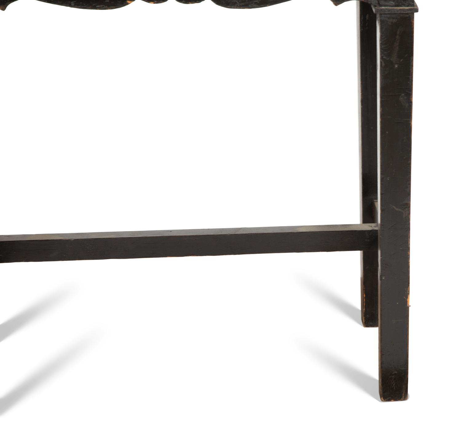 A Chinese Black and Gilt Lacquered Cabinet on Stand