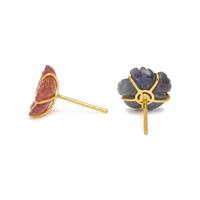 CARVED SAPPHIRE AND DIAMOND FLOWER EARRINGS