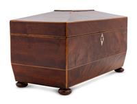 A Regency Mahogany and Satinwood Tea Caddy