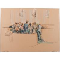 Joan Andrew, Washington Post and CNN Sketch Artist, 24 Original Sketches Documenting the Trial of John Hinckley, Jr., For his Attempted Assassination of Ronald Reagan