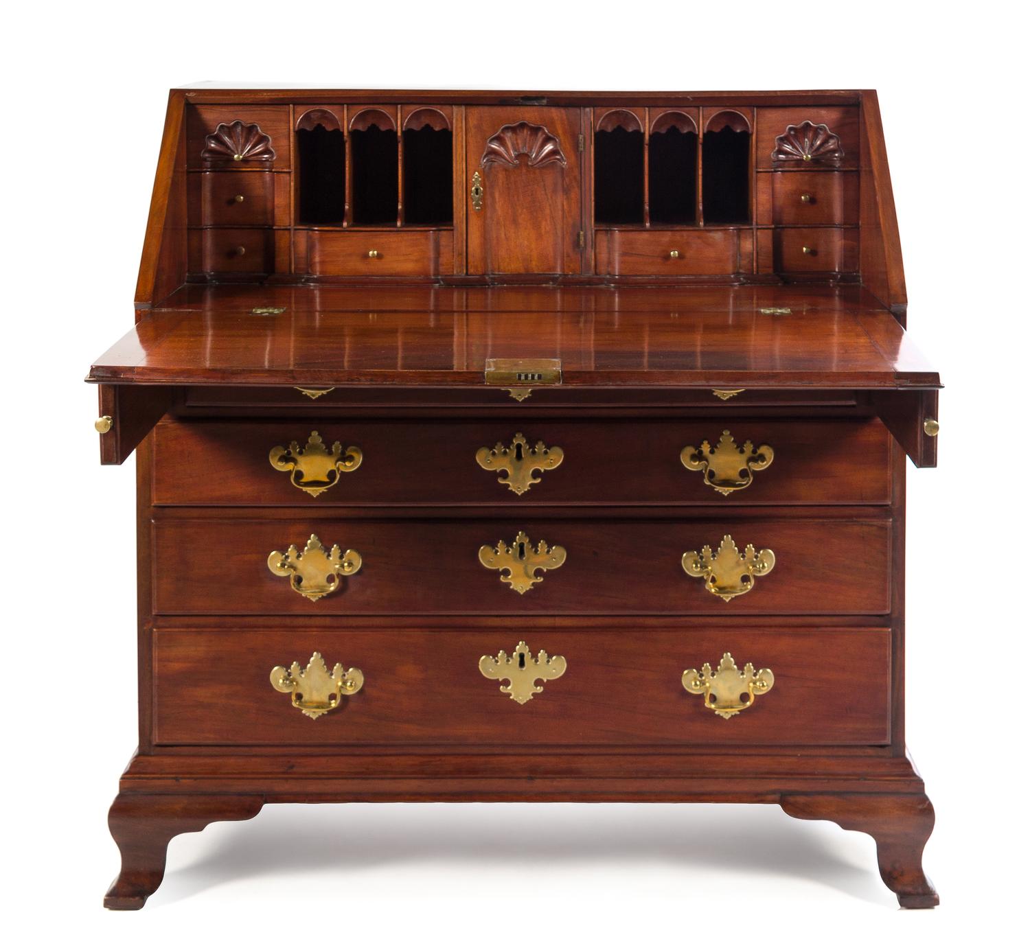 A Chippendale Mahogany Slant-Front Desk Attributed to John Goddard, Newport, Rhode Island