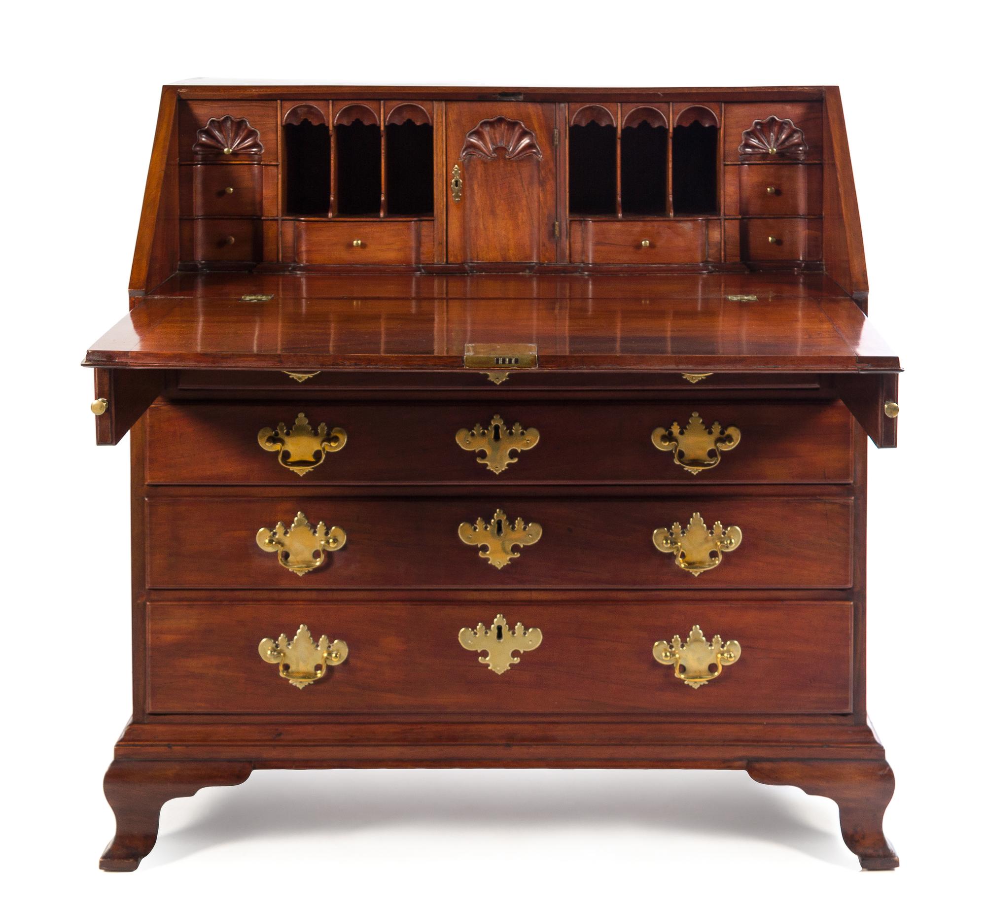 A Chippendale Mahogany Slant-Front Desk Attributed to John Goddard, Newport, Rhode Island