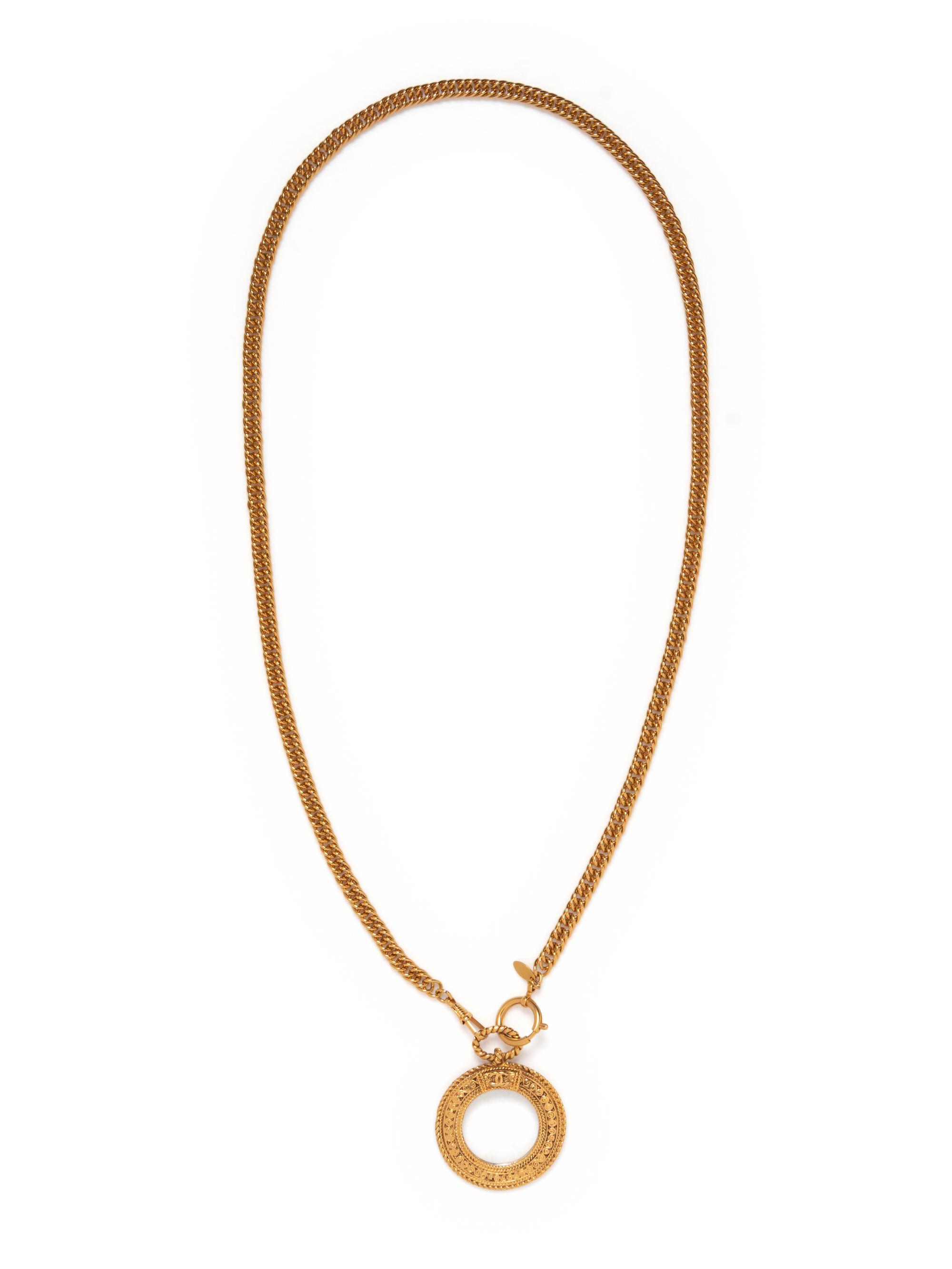 Chanel Necklace With Magnifying Glass Pendant, 1990-2000s