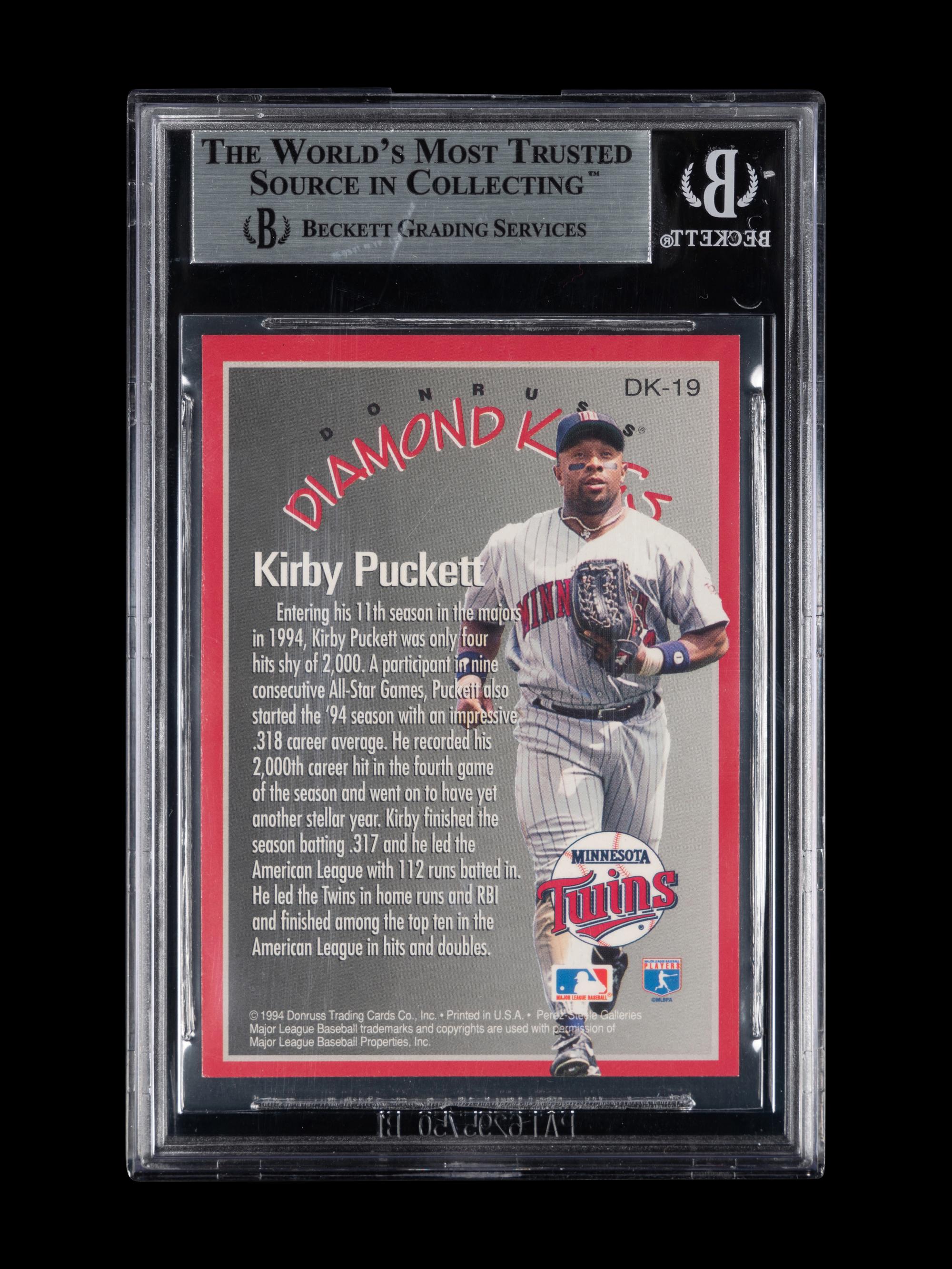 A 1995 Donruss Diamond Kings Kirby Puckett Signed Autograph Baseball Card No. DK-19 (Beckett Authentication Services BAS Certified)