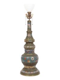 A Chinese Cloisonné Tall Lamp