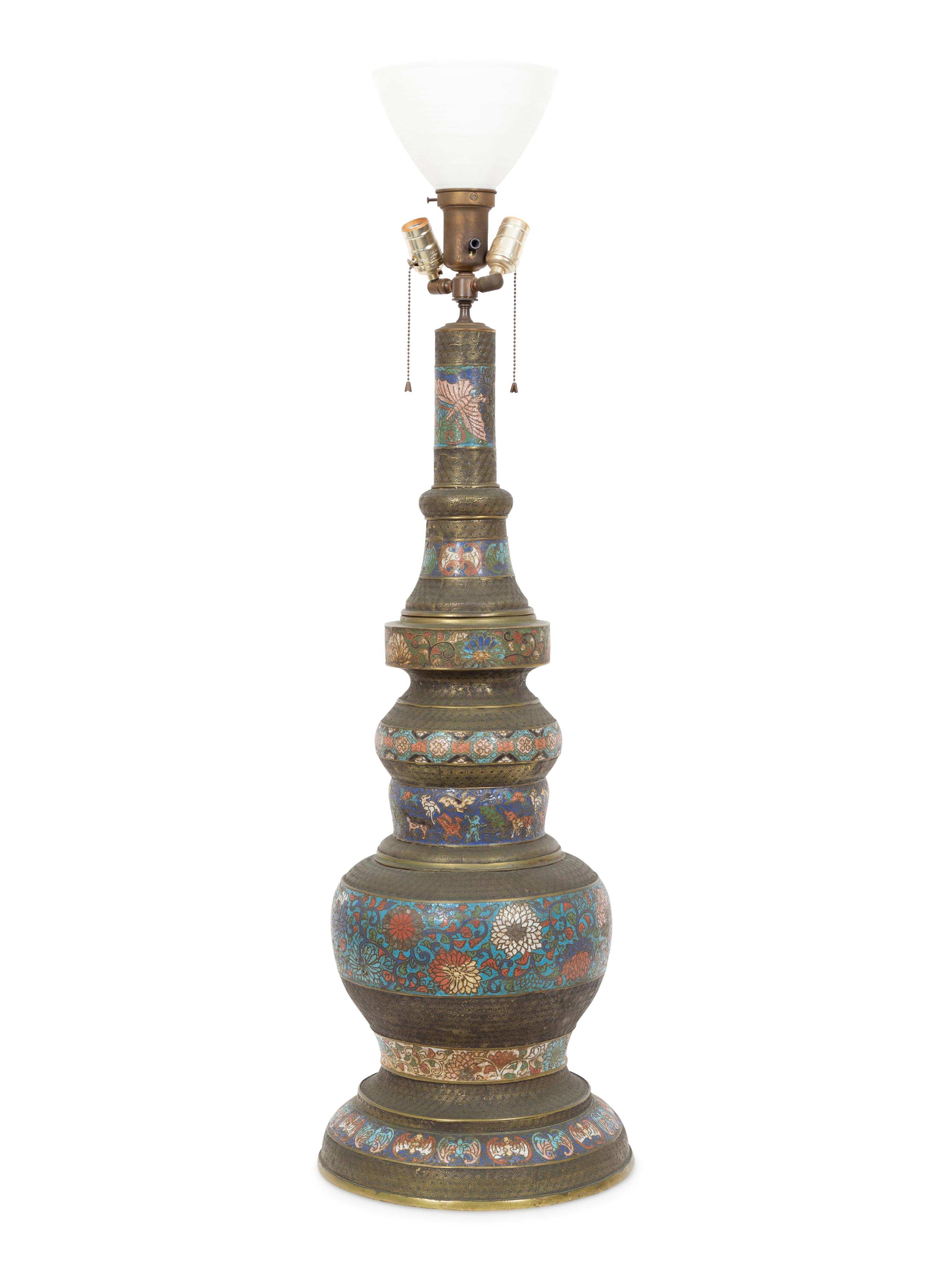 A Chinese Cloisonné Tall Lamp