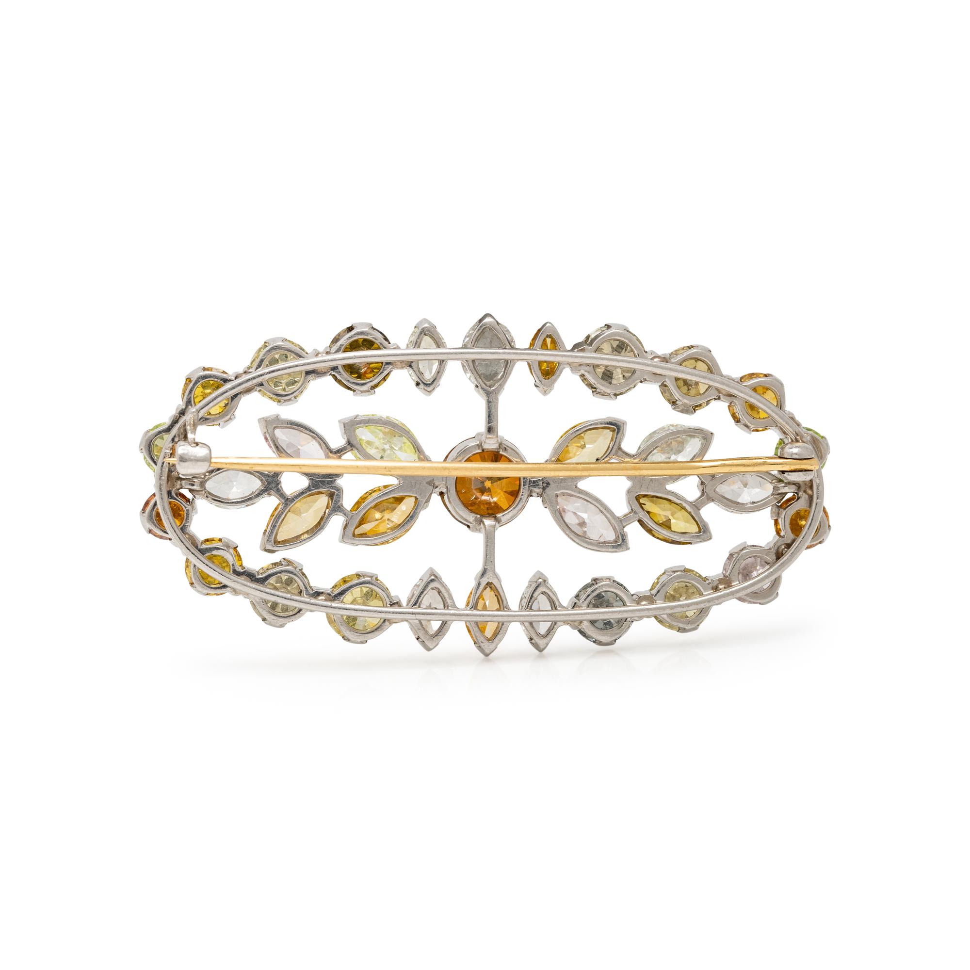 COLORED DIAMOND AND DIAMOND BROOCH