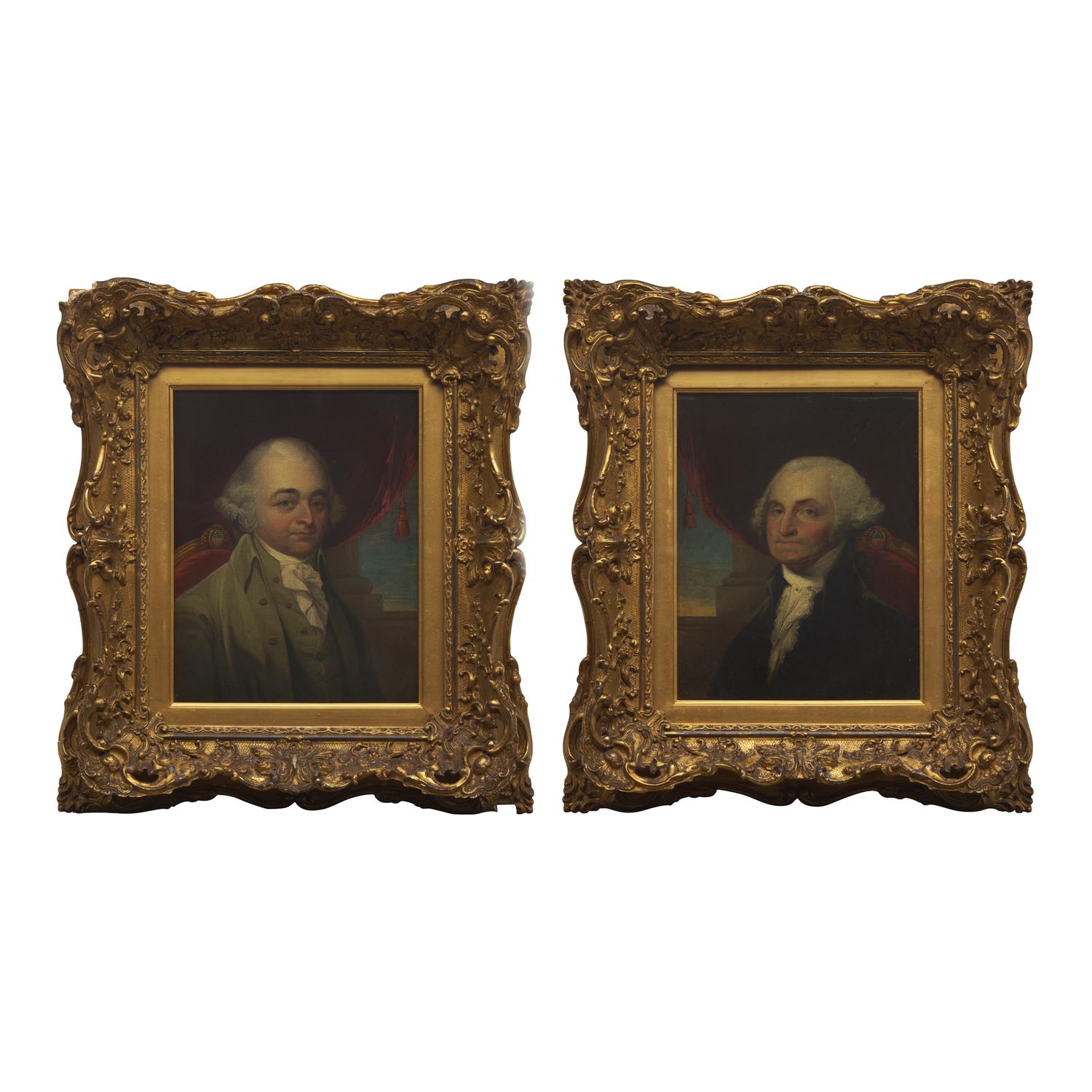American School 19th Century, A Pair of Presidential Portraits: George Washington (1732-1799) and John Adams (1735-1826)
