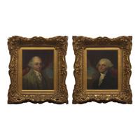 American School 19th Century, A Pair of Presidential Portraits: George Washington (1732-1799) and John Adams (1735-1826)