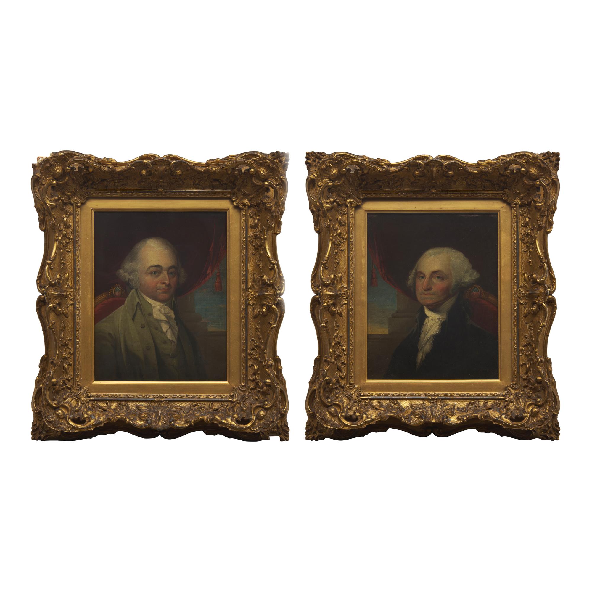 American School 19th Century, A Pair of Presidential Portraits: George Washington (1732-1799) and John Adams (1735-1826)