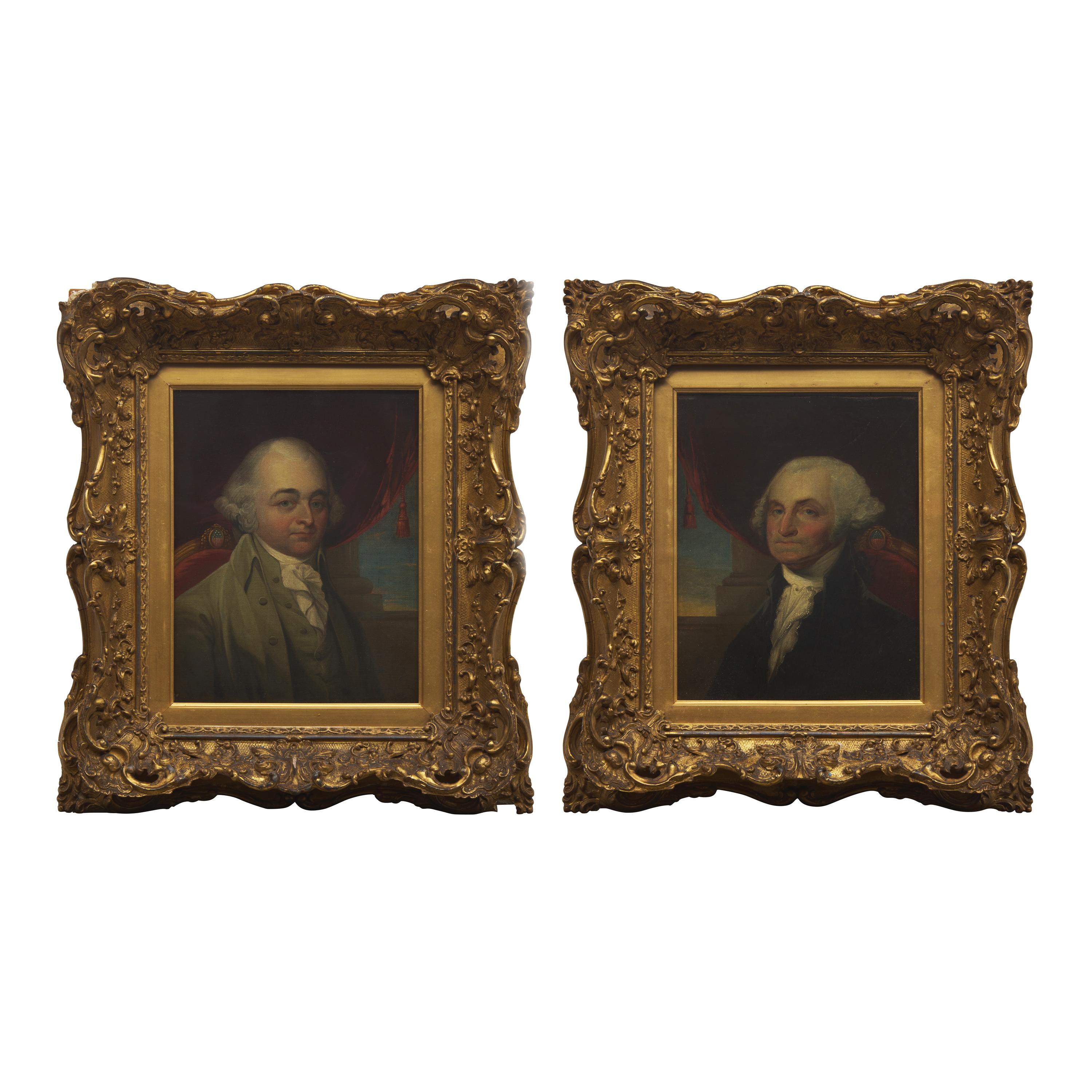 American School 19th Century, A Pair of Presidential Portraits: George Washington (1732-1799) and John Adams (1735-1826)