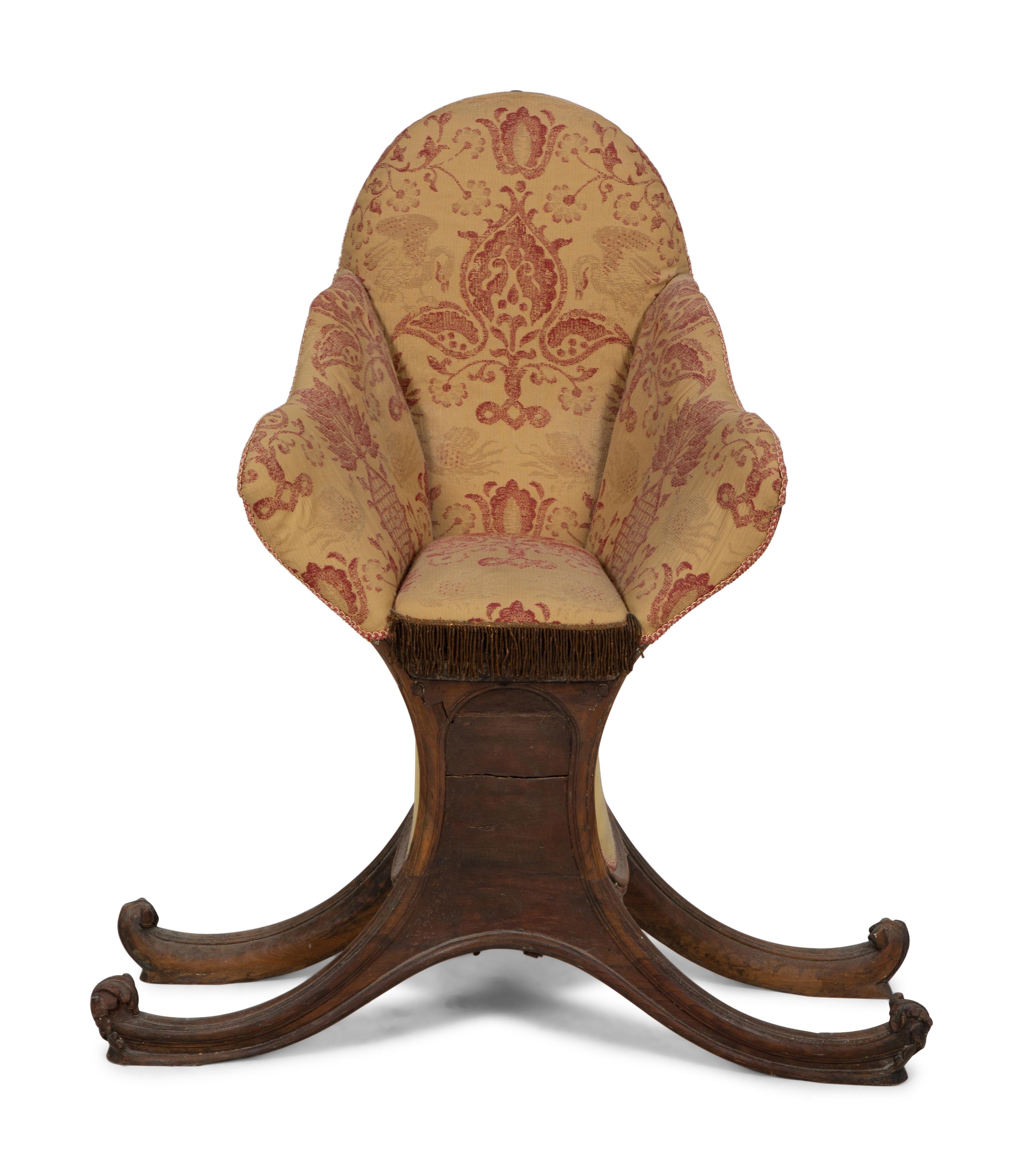 A Venetian Carved Walnut Gondola Chair