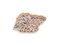 ANGEL SKIN CORAL AND DIAMOND BROOCH