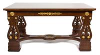 An Italian Neoclassical Style Mahogany Library Table Height 29 1/2 x width 59 x depth 39 1/4 inches. — 19TH CENTURY