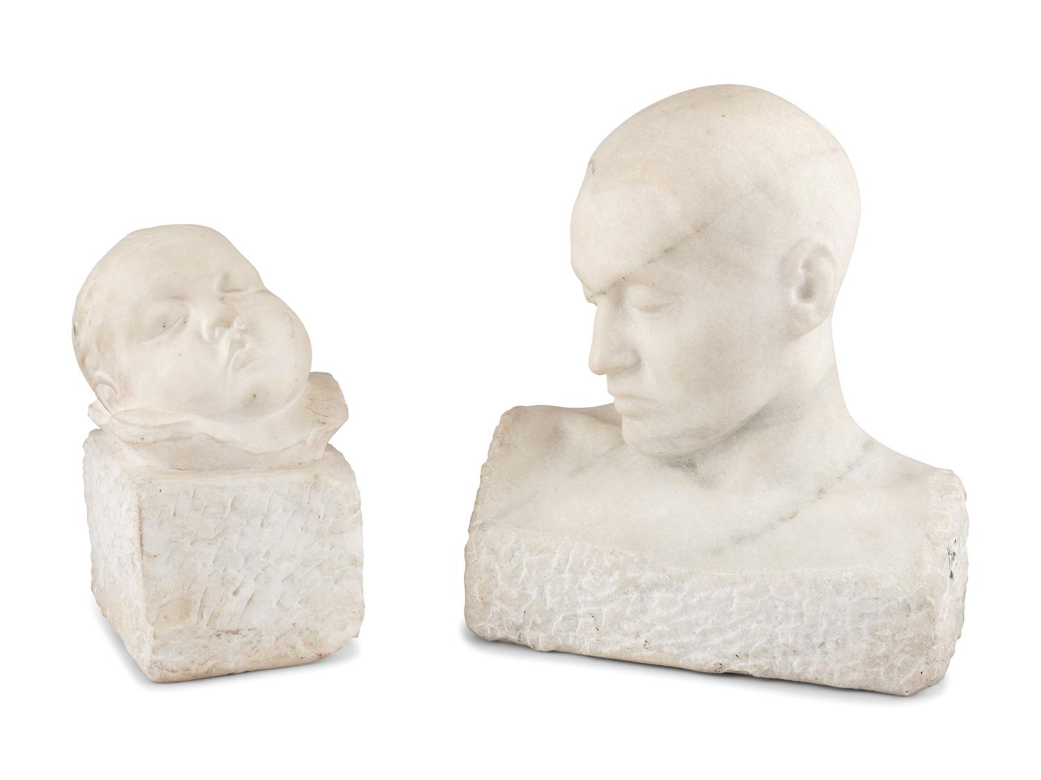 Two Carved White Marble Busts