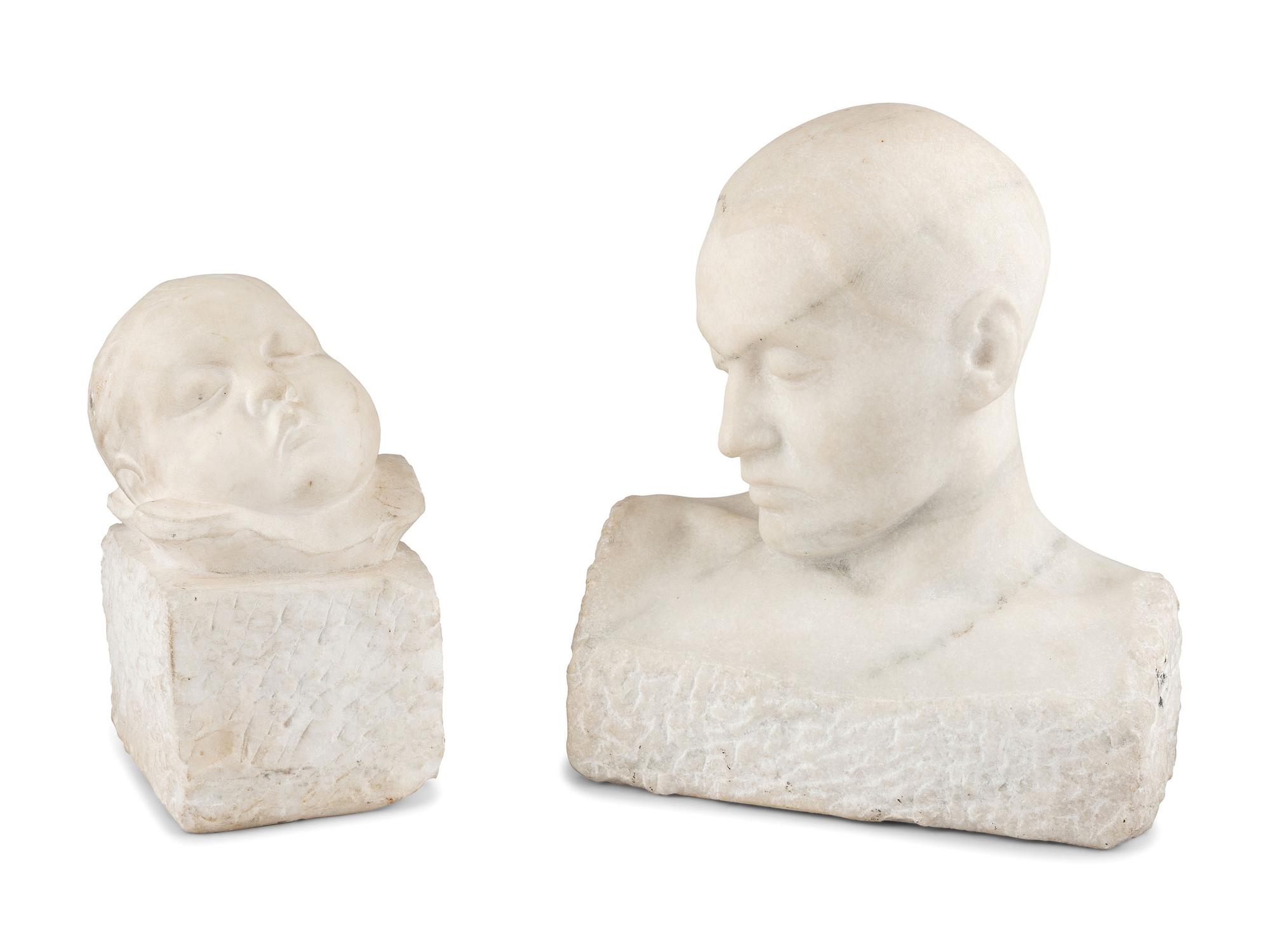Two Carved White Marble Busts