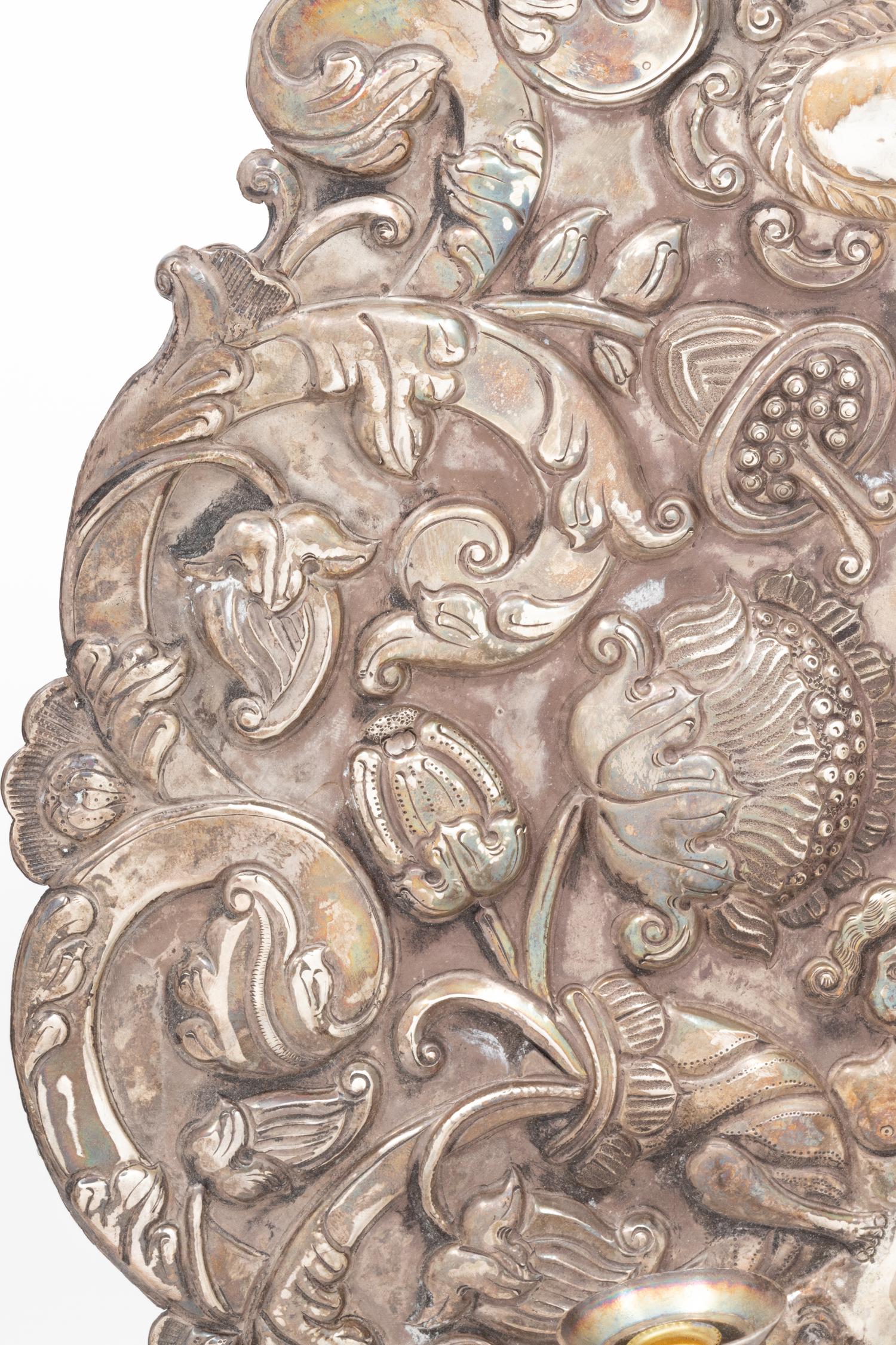 A Pair of Continental Silver Two-Light Sconces